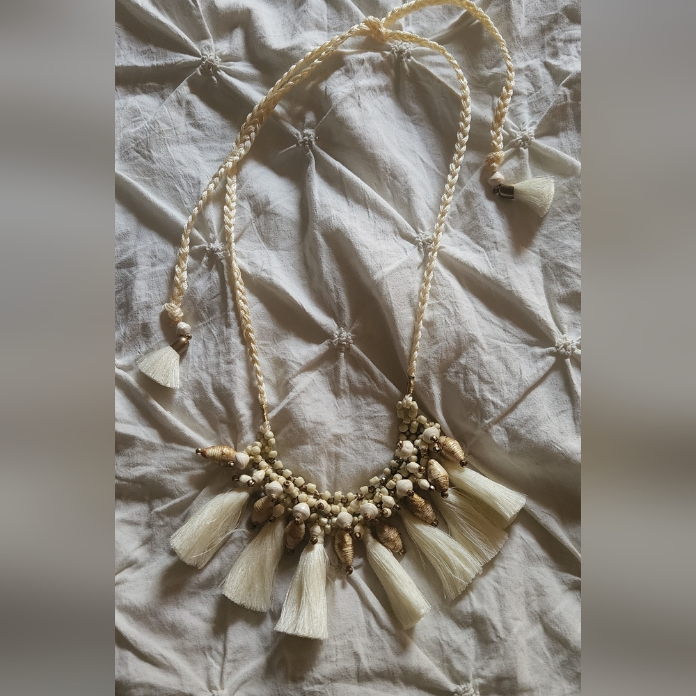 Noonday Collection Cream Tassel Necklace